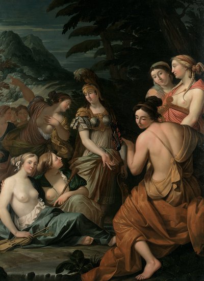 Minerva en de Muzen op de Berg Helicon door Theodorus van der Schuer