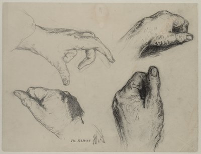 Studie van handen (recto) door Theodule Ribot