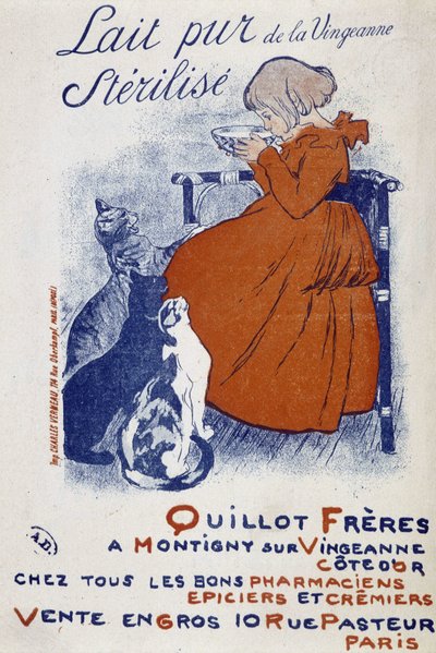 Reclameposter voor de pure melk van de Vingeonne - door Steinlen door Théophile Alexandre Steinlen