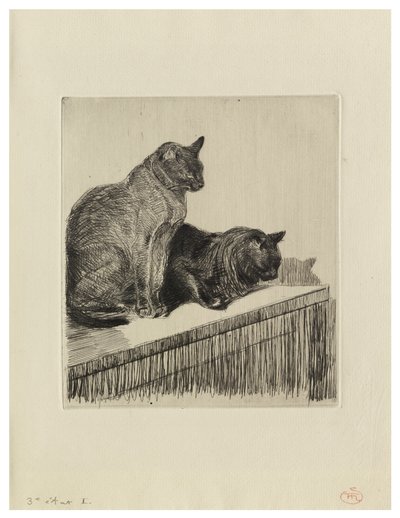 Deux Chats sur un meuble door Théophile Alexandre Steinlen