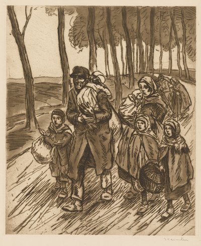 Vluchtelingengezin door Théophile Alexandre Steinlen