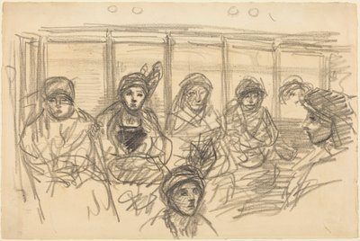 Reizigers in de metro door Théophile Alexandre Steinlen