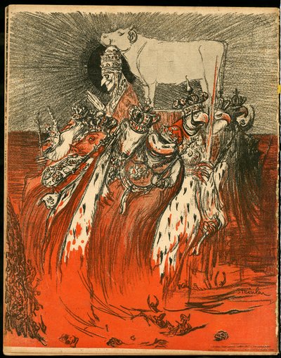 Het boterbord, nummer 47, satirisch in kleuren door Théophile Alexandre Steinlen