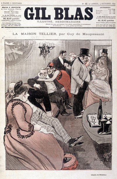 Het huis Tellier door Guy de Maupassant - door Steinlen, in "Gil Blas" van 09/10/1892 door Théophile Alexandre Steinlen