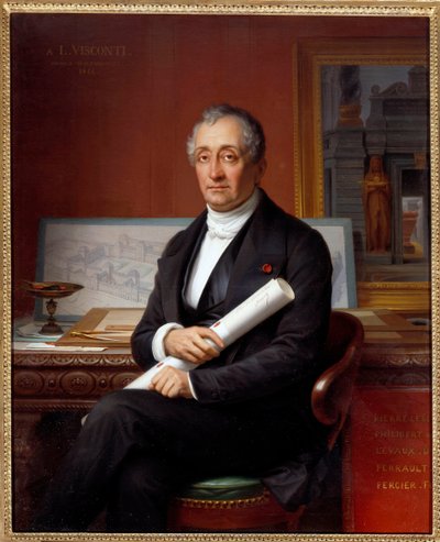 Portret van Louis Tullius Visconti (1791-1853) architect Schilderij door Théophile Vauchelet (1802-1873) door Theophile Auguste Vauchelet