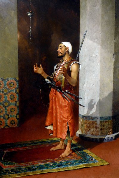 Turkse bewaker die bidt, eind 19e-begin 20e eeuw door Theophile Marie Francois Lybaert