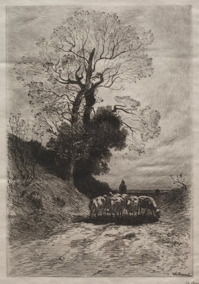 Terugkeer van de kudde, ca. 1870 door Theophile Narcisse Chauvel