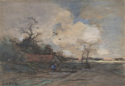 Landschap met een huisje door Theophile de Bock