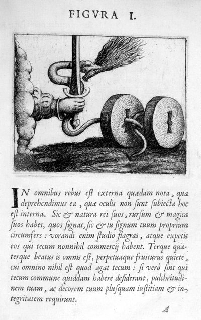 Profetie figuur I uit Prognosticatio Eximii Doctoris Paracelsi, 1536 door Theophrastus Bombastus von Hohenheim Paracelsus