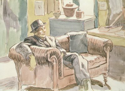 Walter Sickert zittend op een bank, ca. 1927 door Therese Lessore