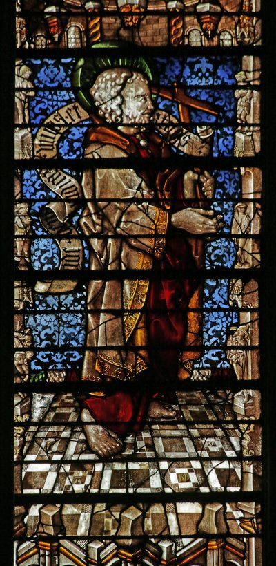 Raam met de apostel St. Philip met geloofsrol, 1504 (glas-in-lood) door Thiebaut de Lixheim