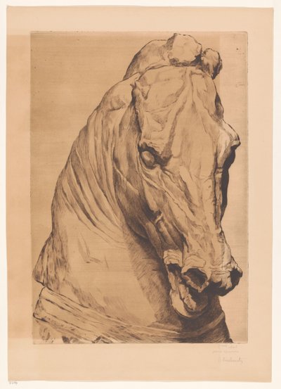 Kop van de eenhoorn van een antiek standbeeld door Thiebautz (signed by artist)