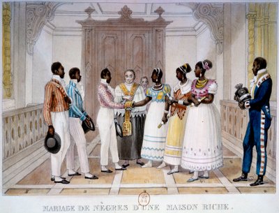 Huwelijk van negers van een rijk huis Lithografie door Thierry Freres uit "Voyage Picturesque et Historique au Brazil" door Jean Baptiste Debret (1768-1848) 1839 Parijs, B.N. door Thierry Frères