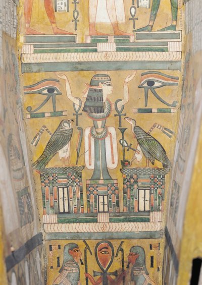 Interieur van de kist van Imenemipet met het wedjat-oog en een vrouw met opgeheven armen, 21e-22e dynastie door Third Intermediate Period Egyptian