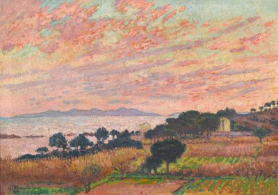 De baai bij zonsondergang Saint Clair, 1916 door Théo van Rysselberghe