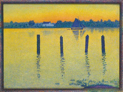Zeilboot op de rivier de Escaut, 1892 door Théo van Rysselberghe