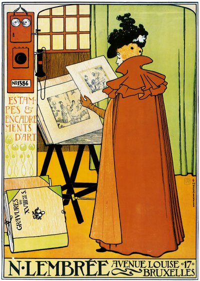 Reclameposter van de Kunsthandel Lembree in Brussel door Théo van Rysselberghe