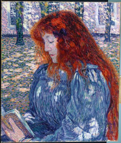 Vrouw die Leest, 1899 door Théo van Rysselberghe