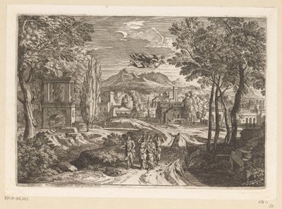 Arcadisch landschap met de dochters van Kekrops door Théodore
