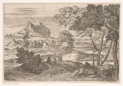 Arcadisch landschap met figuren en konijnen (Suite de Paysages) door Théodore
