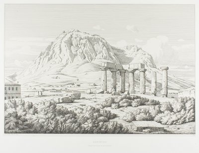 Korinthe: Tempel van Neptunus en het Acrocorint door Théodore Caruelle d