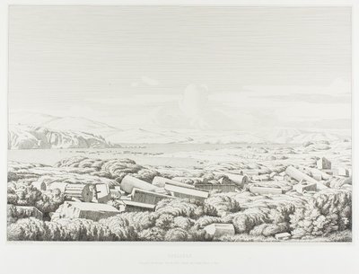 Cycladen: de Porticos van Filippos, de haven van Dhílos, Rinea (of Groter Dhílos) en Tínos door Théodore Caruelle d