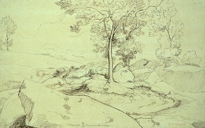 Uitzicht op de Serpentara tussen Olivano en Civitella door Théodore Caruelle d
