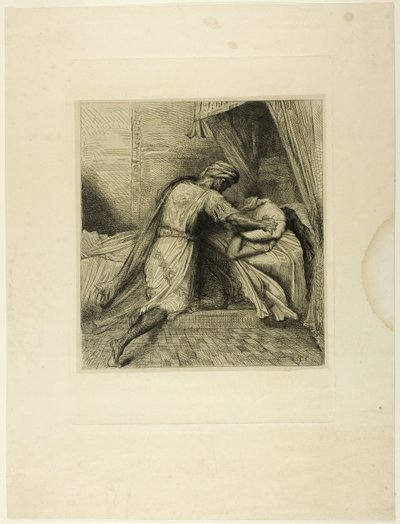Hij Verstikt Haar, plaat dertien uit Othello door Théodore Chassériau