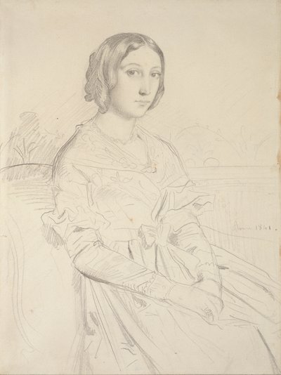 Portret van een jonge Vrouw, zittend driekwart naar links, 1839-1856 door Théodore Chassériau