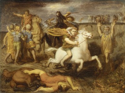 Scène uit de Gallische Oorlogen: De Galliër Littavicus, die de Romeinse zaak verraadt, vlucht..., ca. 1838-40 door Théodore Chassériau