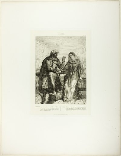 Ze Bedankte Mij, plaat 2 (act 1, scène 3), uit Othello door Théodore Chassériau