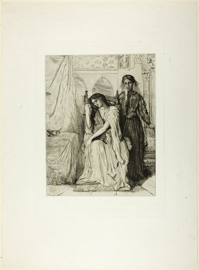 Het wilgenlied, plaat negen uit Othello door Théodore Chassériau