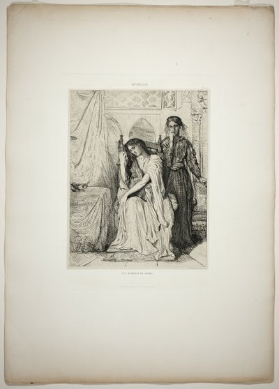 Het wilgenlied, plaat negen uit Othello door Théodore Chassériau