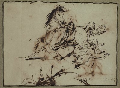 Toegeschreven aan Théodore Géricault - Bang Paard, tussen eind 18e en begin 19e eeuw door Theodore Gericault