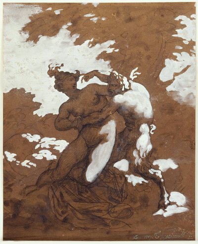 Sater en nimf door Theodore Gericault