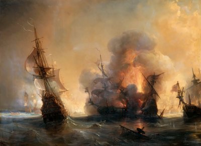 De zeeslag bij Lagos op 27 juni 1693 door Jean Antoine Theodore Gudin