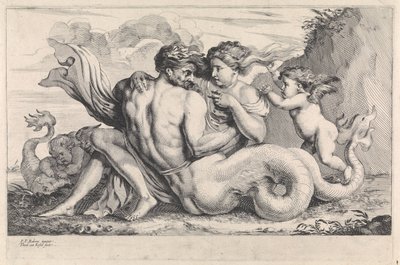 Sirene en triton door Théodorus van Kessel