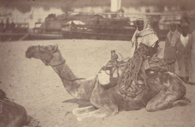 [Een Noord-Afrikaanse man op een kameel aan de oever van de Nijl]. door Théodule Devéria