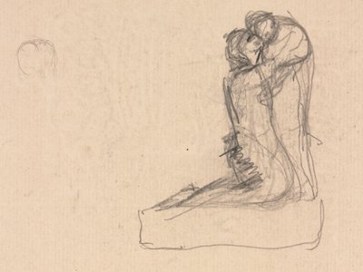 Schets van twee omhelzende figuren (verso) door Auguste Theodule Ribot