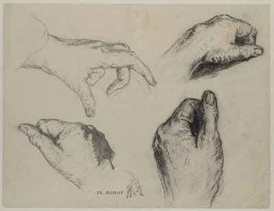 Studie van Handen recto, 1800s door Auguste Theodule Ribot