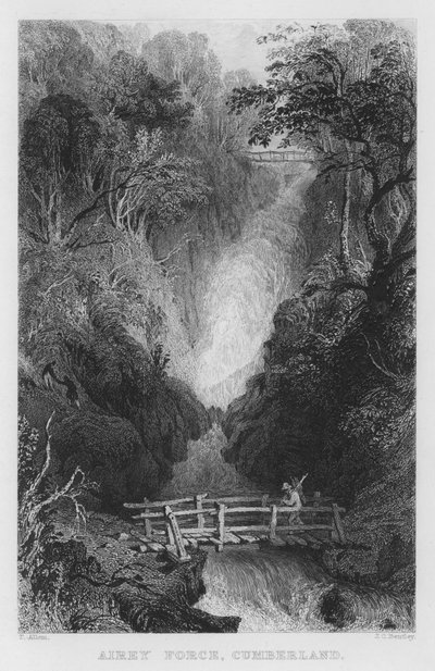 Airey Force, Cumberland (gravure) door Thomas (after) Allom