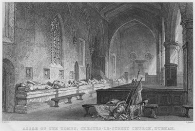 Zijbeuk van de Graven, Chester-Le-Street Kerk, Durham (gravure) door Thomas (after) Allom