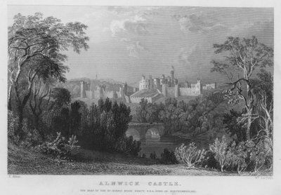 Alnwick Kasteel, de zetel van Hugh Percy, Hertog van Northumberland door Thomas (after) Allom