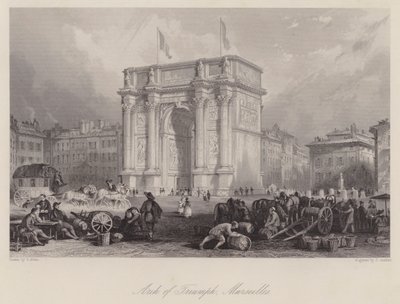 Triomfboog, Marseille (gravure) door Thomas (after) Allom
