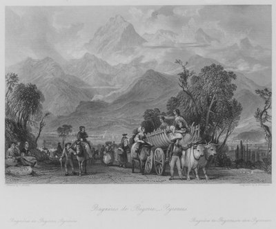 Bagnères de Bigorre, Pyreneeën (gravure) door Thomas (after) Allom