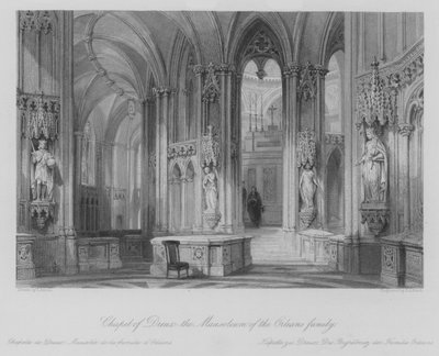 Kapel van Dreux, het mausoleum van de familie Orléans (gravure) door Thomas (after) Allom