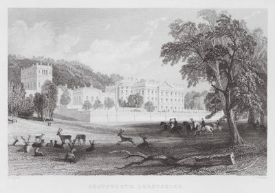 Chatsworth, Derbyshire (gravure) door Thomas (after) Allom