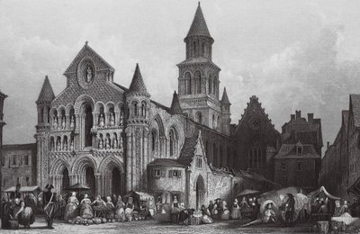 Kerk van Notre Dame, Poitiers door Thomas (after) Allom
