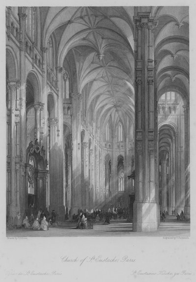 Kerk van St Eustache, Parijs (gravure) door Thomas (after) Allom