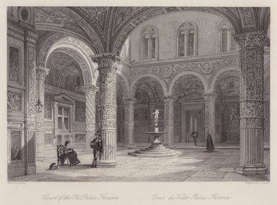 Hof van het Oude Paleis, Florence door Thomas (after) Allom